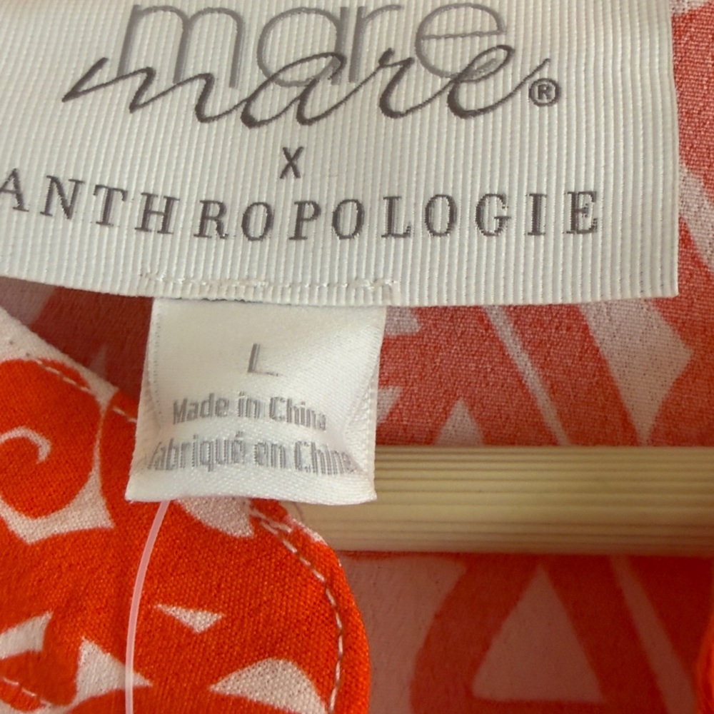 NWT Anthropologie Mare Mare Lynda Tiered Maxi Dress Red Orange Geometric Print L - Picture 9 of 14